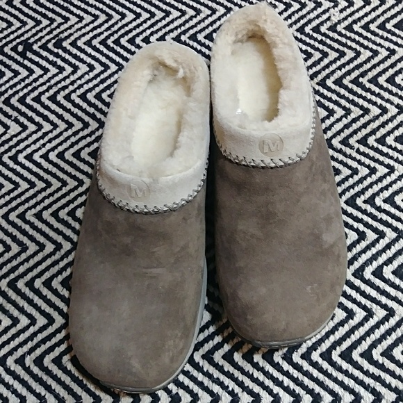 merrell shearling clogs